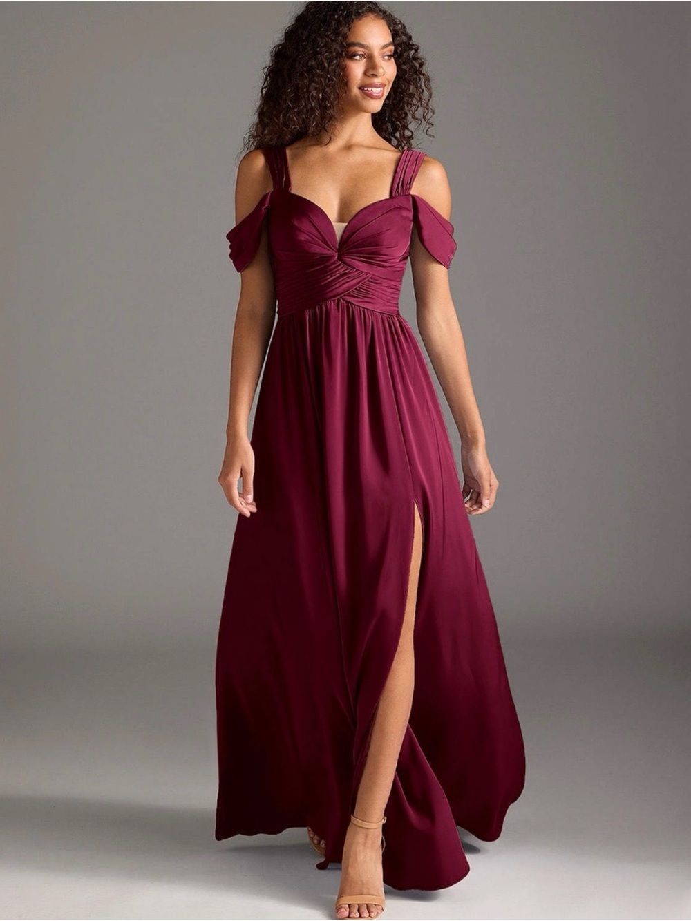 Azazie Burgundy Off-Shoulder Maxi Dress
BURGANDY. Size 10.